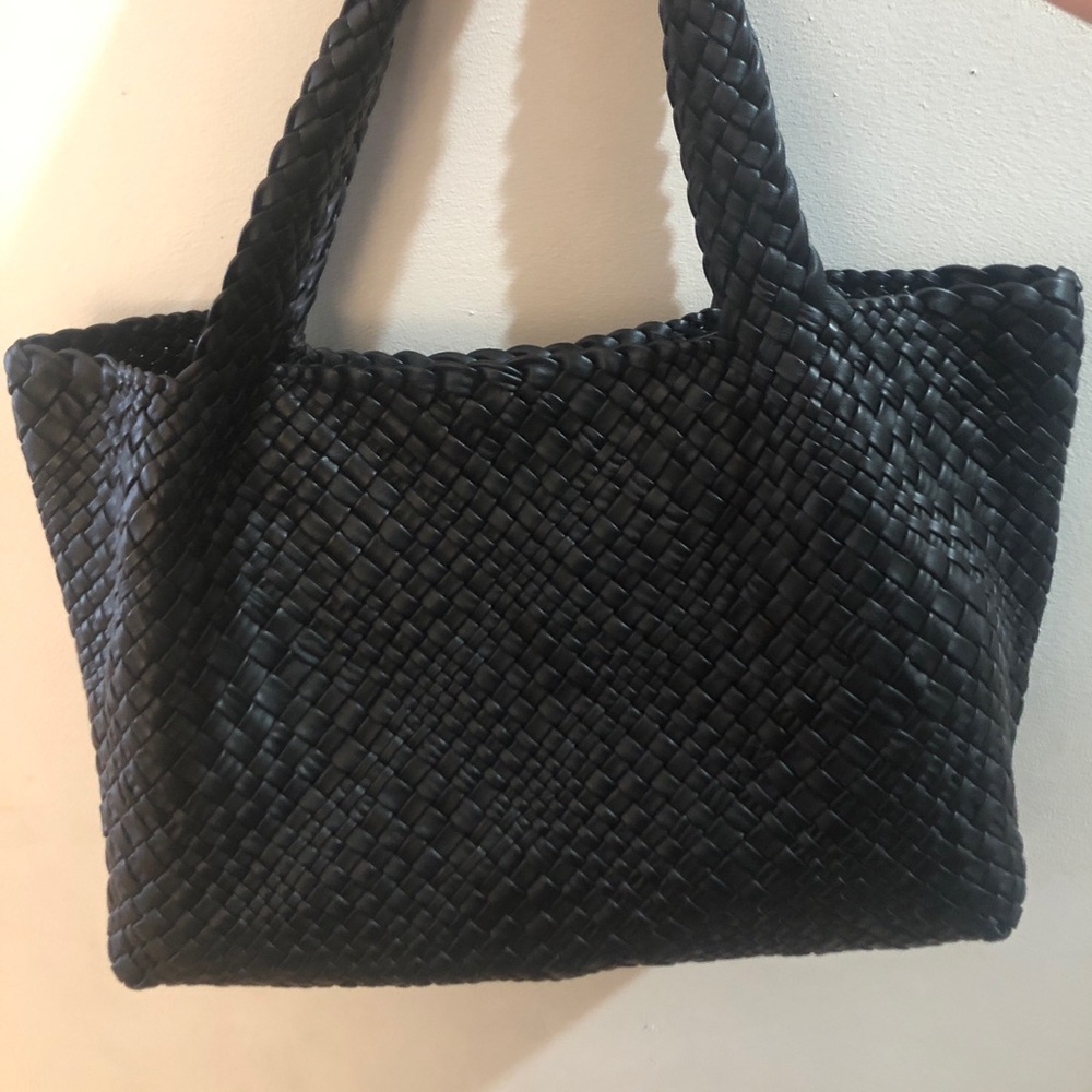 Falor genuine leather black woven Italian purse - Picture 1 of 6